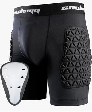 COOLOMG Mens padded Shorts with Athletic Cup
Compression Sliders (L). BB5